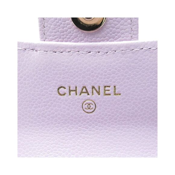 Pre Loved Chanel CC Quilted Caviar Flap Card Holder on Chain Women Pink - Picture 4 of 8